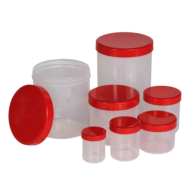 Boîte avec couvercle vissable rouge PP 60 ml